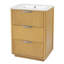 Meuble-lavabo moderne 30 po avec lavabo en céramique - Armoire flottante / autoportante légère de luxe, panneau de fibres à densité moyenne en bois massif et résistant à l'humidité, 3 tiroirs de rangement avec texture rainurée verticale et quincaillerie dorée