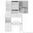 29.2" Small Size Left Drawer Desktop Vanity Table with Cushioned Stool and Brightness Adjust LED Mirror-113847158