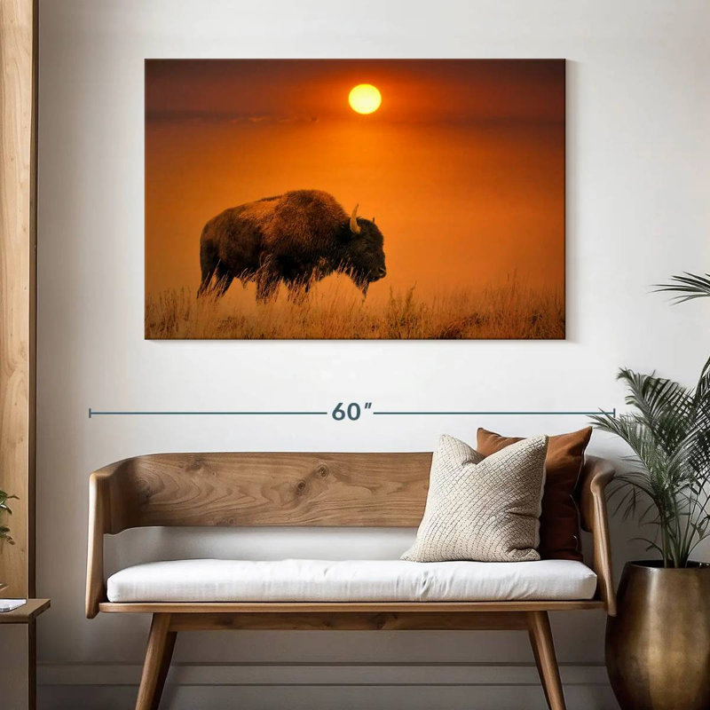 Lever de soleil bison Brampt, H 32 po x l 48 po