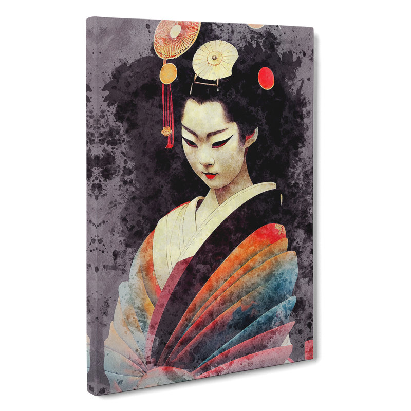 Geisha Watercolour No.1 - Wrapped Canvas, 50cm H x 35cm W x 3cm D