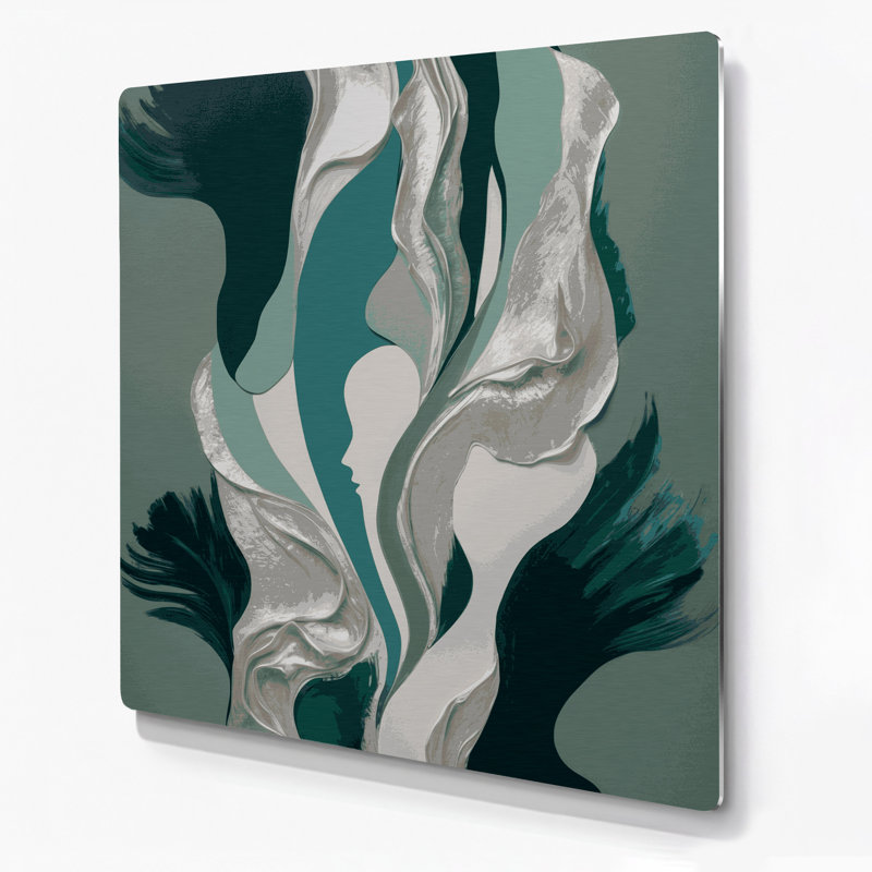 Abstrait art figuratif gris en métal 15, H 16 po x l 16 po