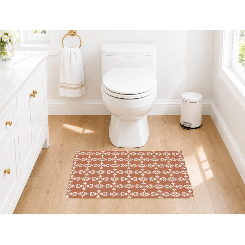 Tapis de toilette rectangulaire antidérapant et absorbant Cassia, L 24 po x L 17 po, Terra Cotta