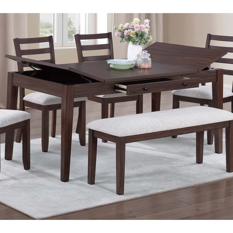 Table de salle à manger noyer avec tiroirs intégrés