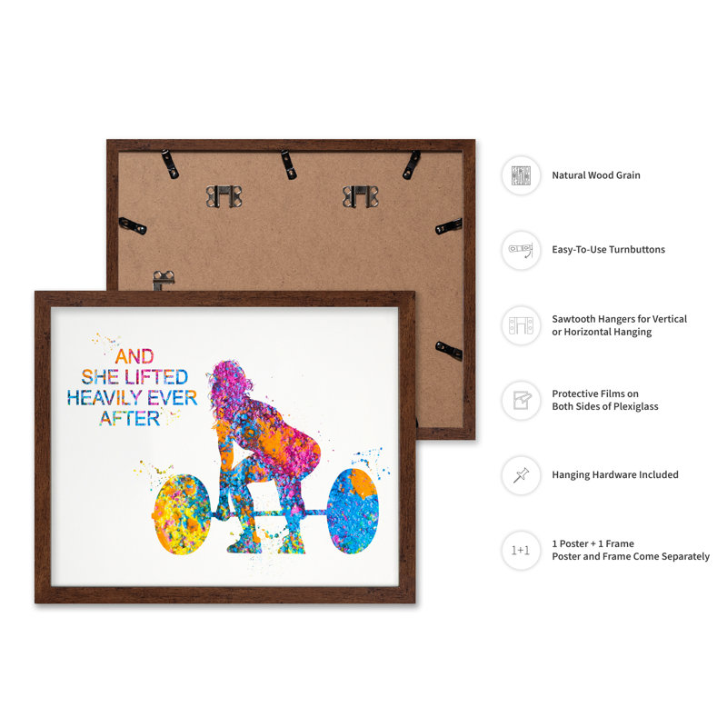 She Lifted Happily, Poster, 11"H x 14"W, Brown Framed