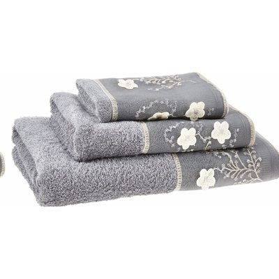 LuxSoft 3-Piece Grey Towel Set - Premium Bloomfield Collection