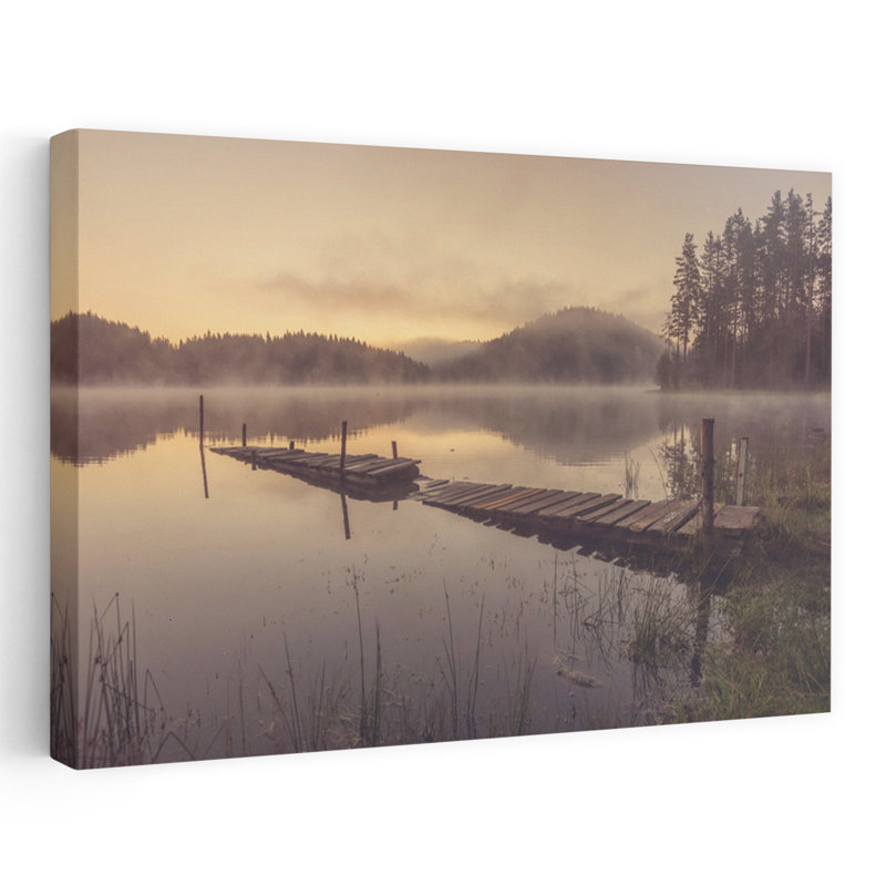 «In the Morning Peaceful Serene Tranquil Forest Landscape», art mural, H 40 po x l 60 po