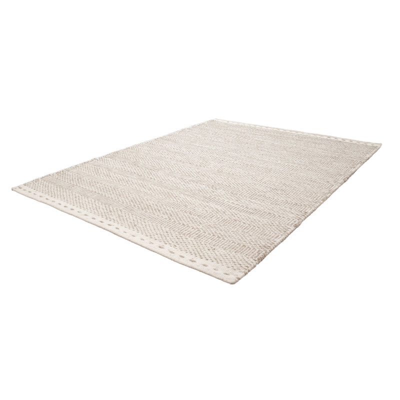 Jaipur Striped Wool Hand Woven Area Rug, Beige, Rectangle 200 x 290cm