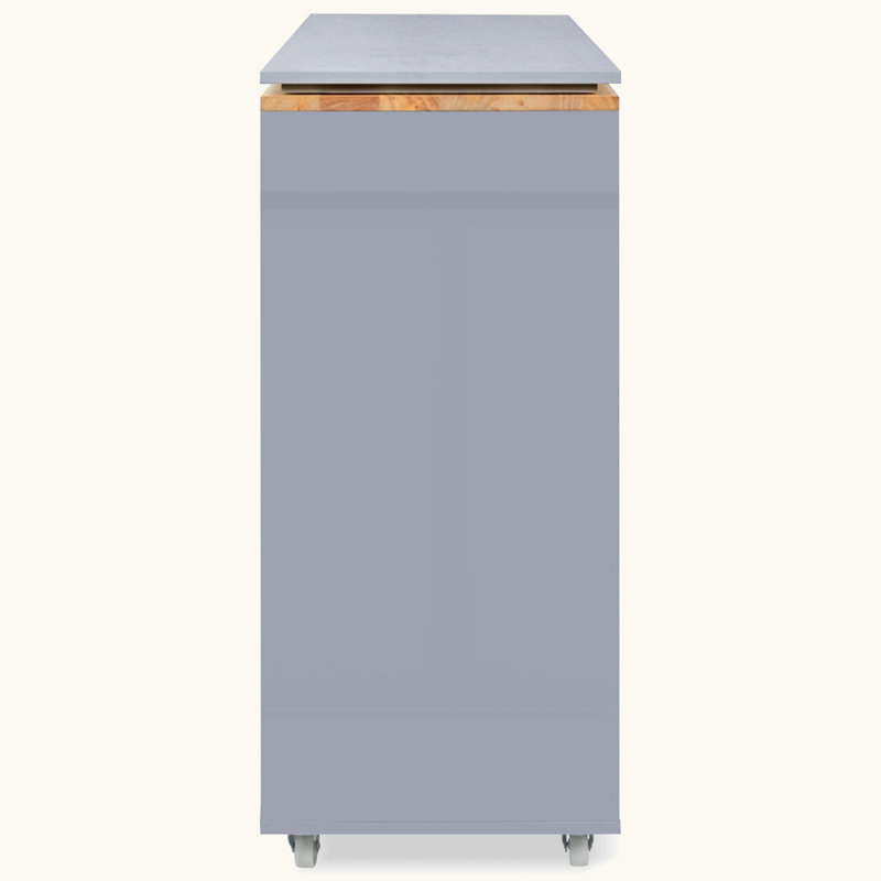 Rolling Kitchen Island With Extended Table, Gray-Blue