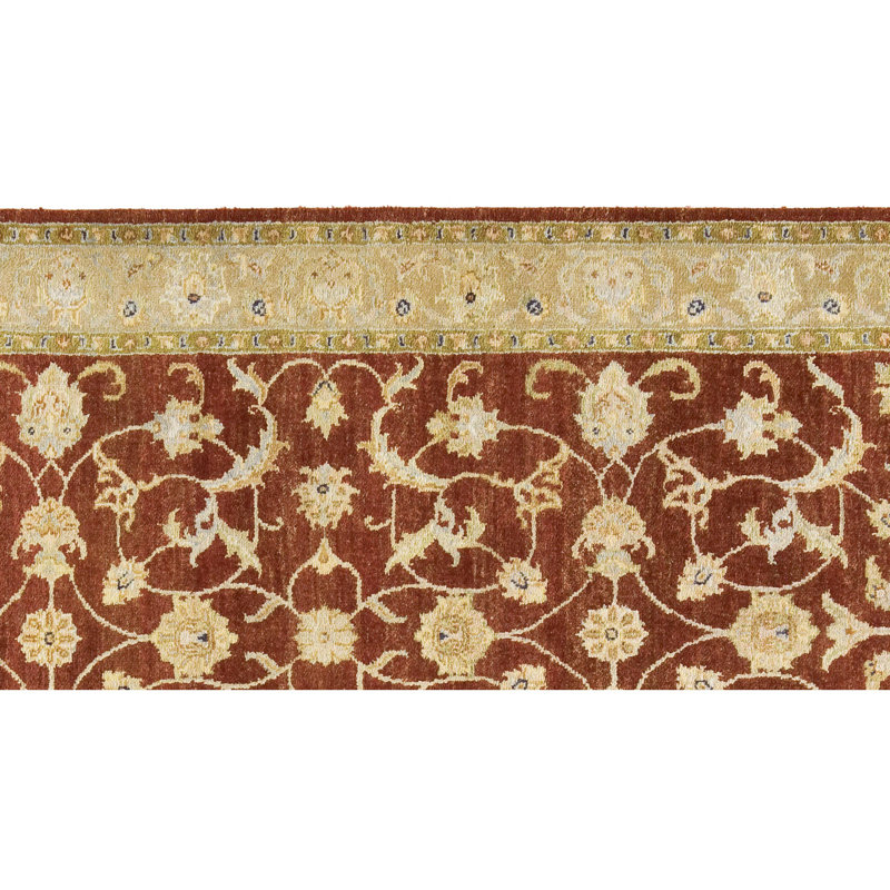 Hand Knotted Oriental Area Rug in Rust/Beige, Runner 3' x 22'
