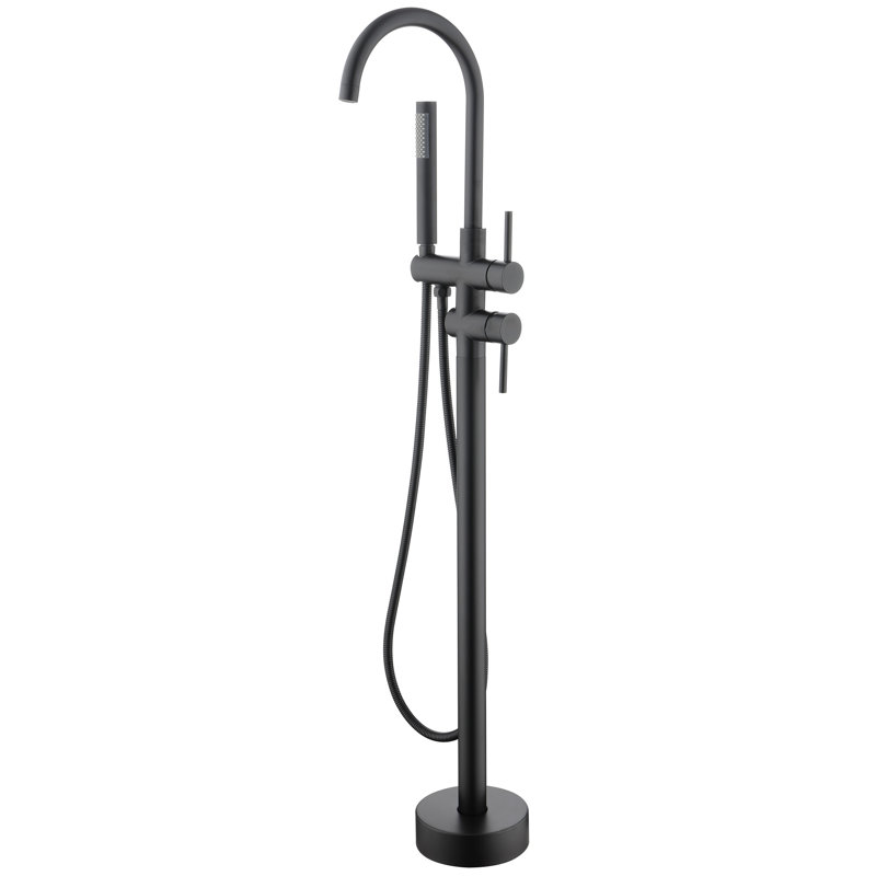Robinet de baignoire avec aérateur et bouton de conversion - Acier inoxydable noir mat pivotant à 360 degrés, Noir mat