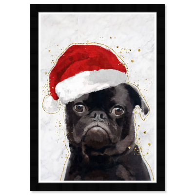 Animaux, vacances, carlin, Glam, papier peint sur papier rouge