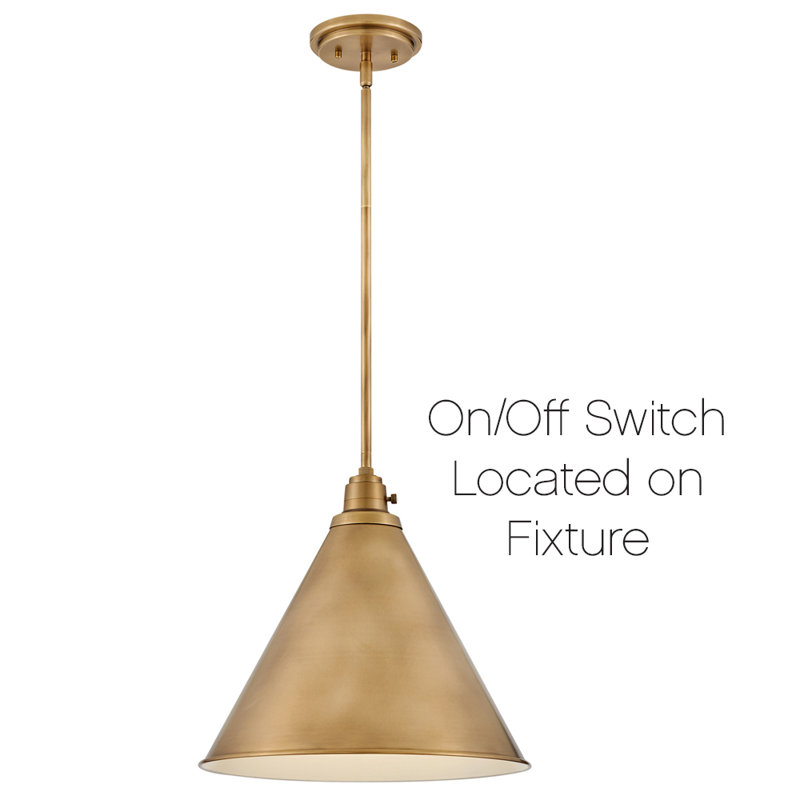 Arti Medium Adjustable Dome Pendant Light with On/Off Switch, Heritage Brass