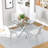 36" Square Glass Dining Table Set, Modern Stainless Steel Cross-Leg Base With 4 Velvet Upholstered Chairs-1107086993