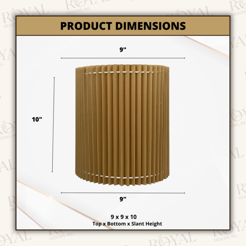 Royal Designs, Inc. E3638051E85C4BCE84CD8164E2942FED Abat-jour tambour plissé à assembler facilement et pliable Norah