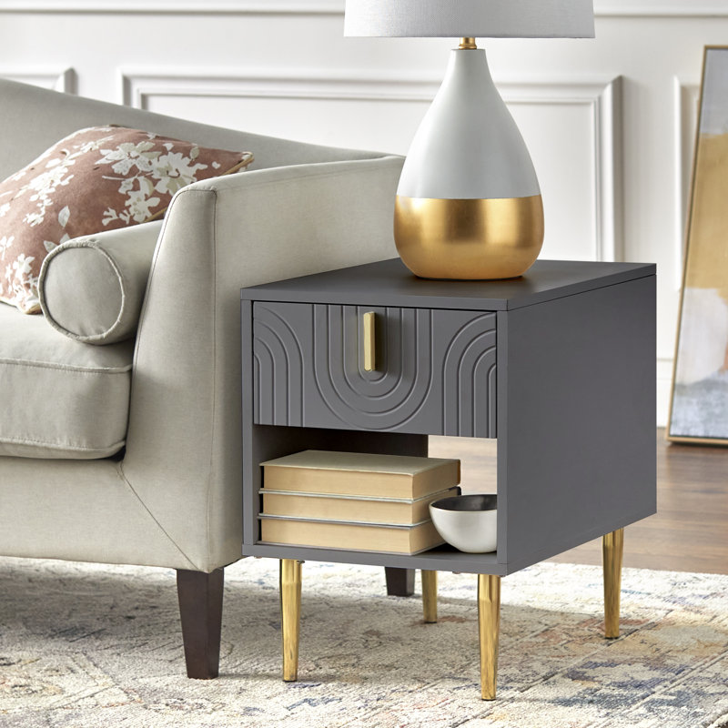 Mallorca End Table with Drawer, Gray