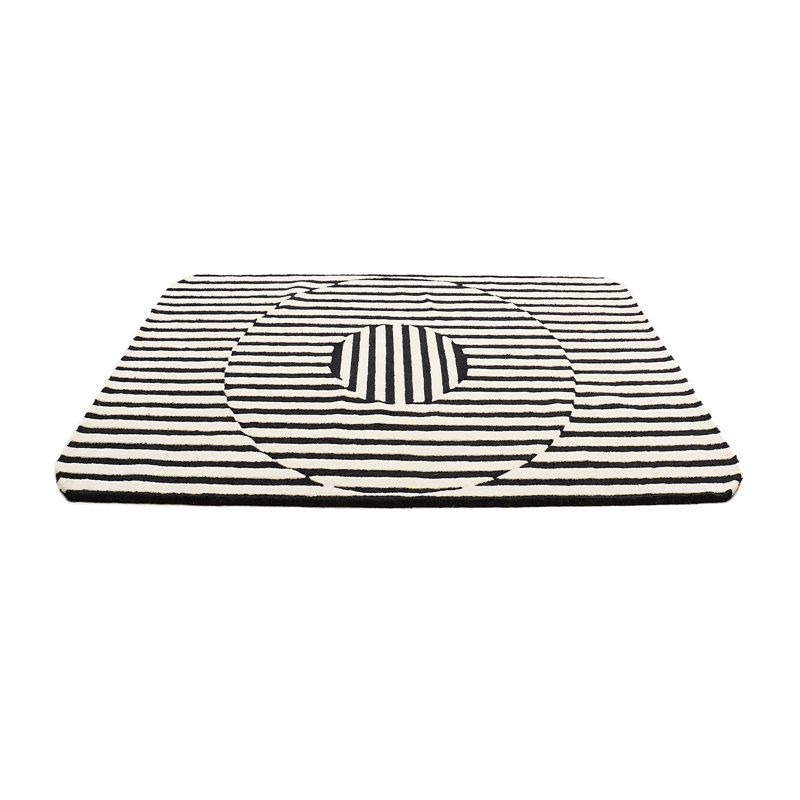 Abstractions Hand Tufted Area Rug in Black/Ivory, Rectangle 6' x 9'