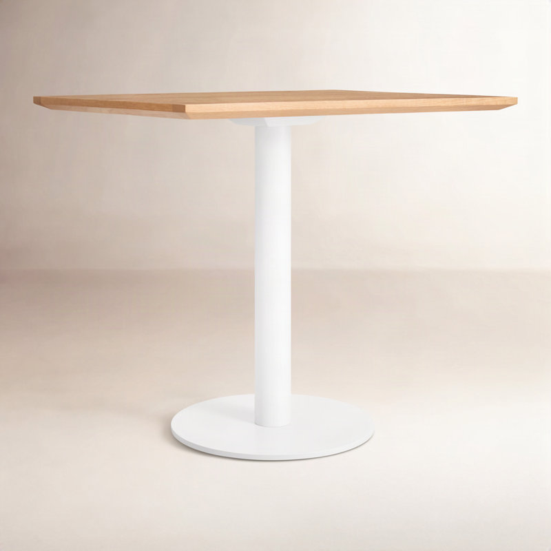 Easy Pedestal Dining Table, White Oak, Matte White