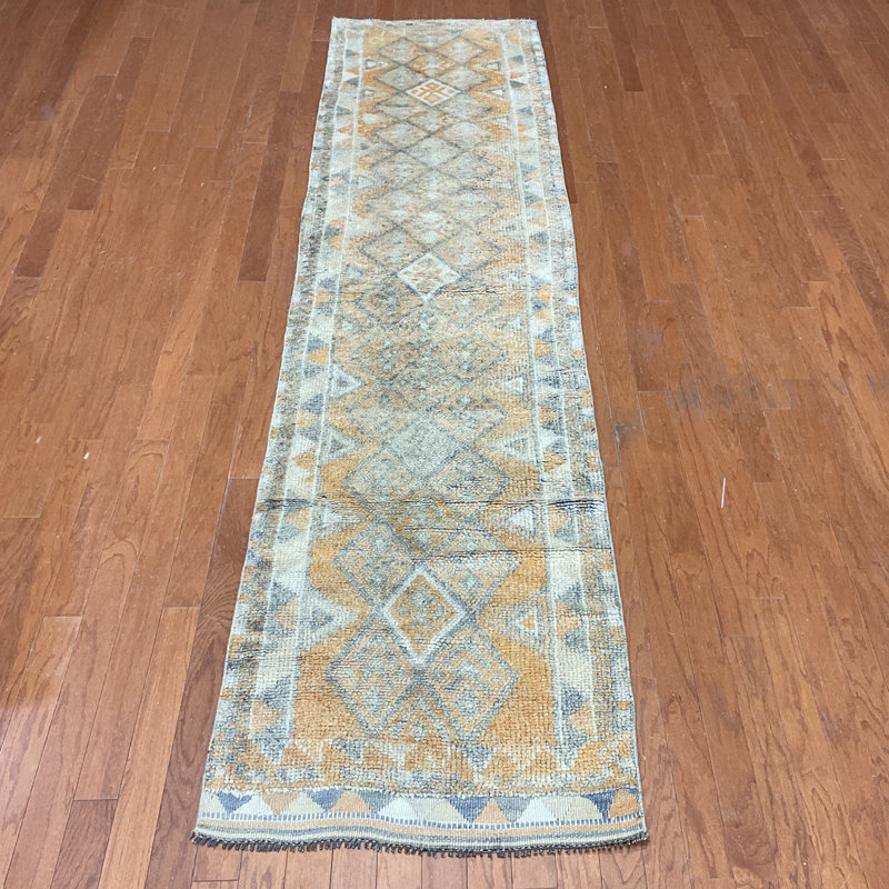  Handmade Turkish Oushak Wool Runner