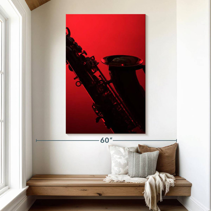 Abarca Saxophone Silhouette On Red, 51" H x 34" W