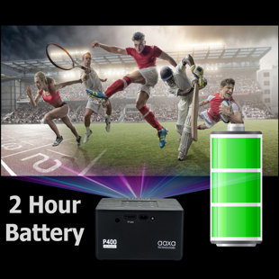 (BATTERY) AAXA P400+ Short Throw Native 1080p Smart LED Mini Projector with 2 Hour Battery