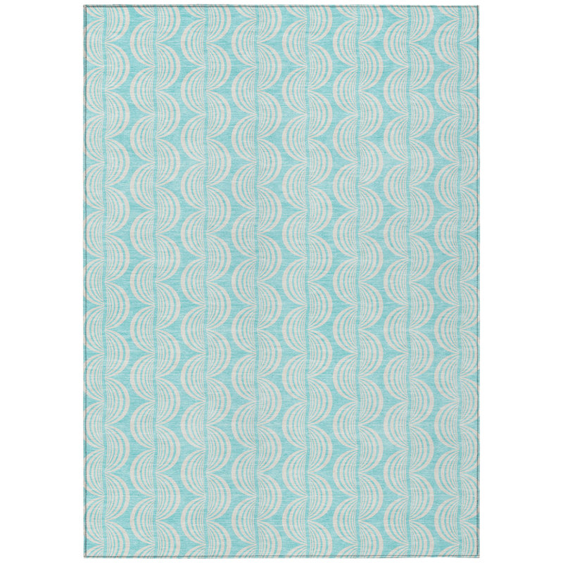 Tapis intérieur lavable 9 pi x 12 pi Aqua Ogee