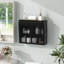 Armoire de rangement murale en métal à 2 portes avec portes et tablettes en verre trempé pour la salle de bain, la cuisine, le salon et le bureau-387405961