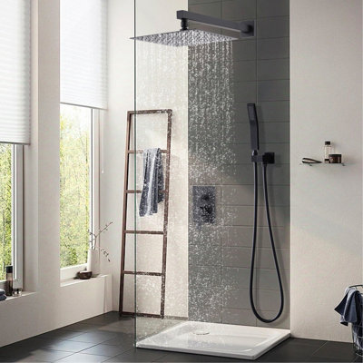Système de douche au plafond en nickel brossé 12 po 12 po