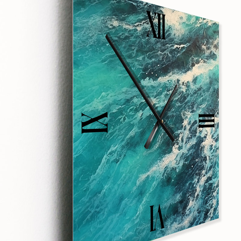 Photographie aérienne de vagues turquoise se brisant VI - Horloge murale moderne, Petit