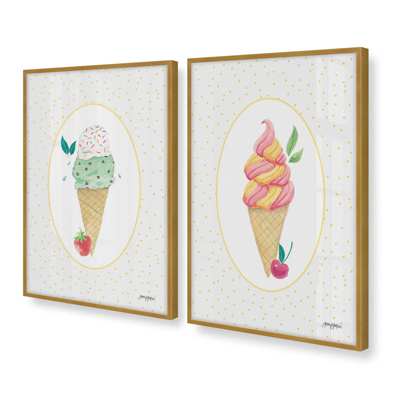 Ensemble de 2 impressions à la fraise et à la cerise, Or poli, Impression encadrée, 30 po x 20 po