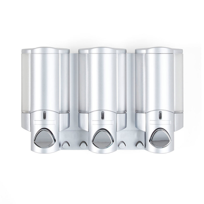 Distributeur de savon mural gris en plastique robuste à trois chambres