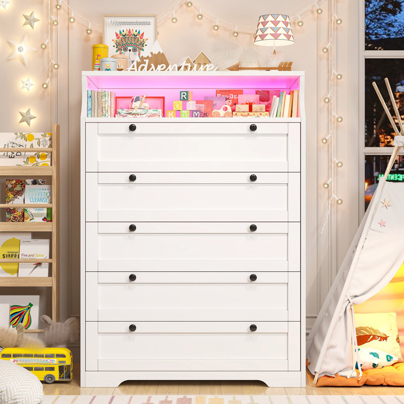 31.3 " W 5 - Drawer Dresser, White