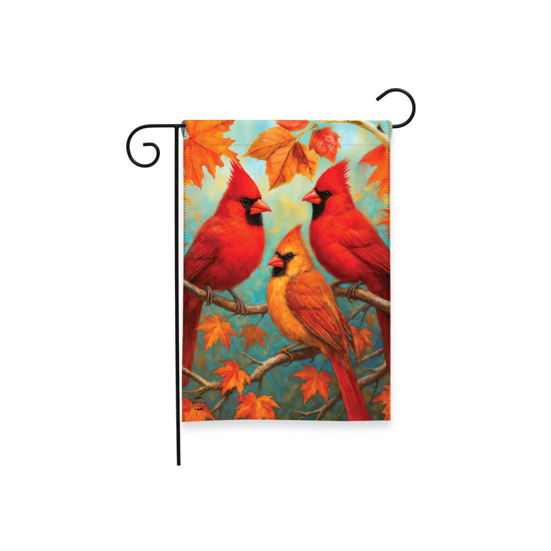 Drapeau de jardin Trio de cardinaux d'automne 12x18