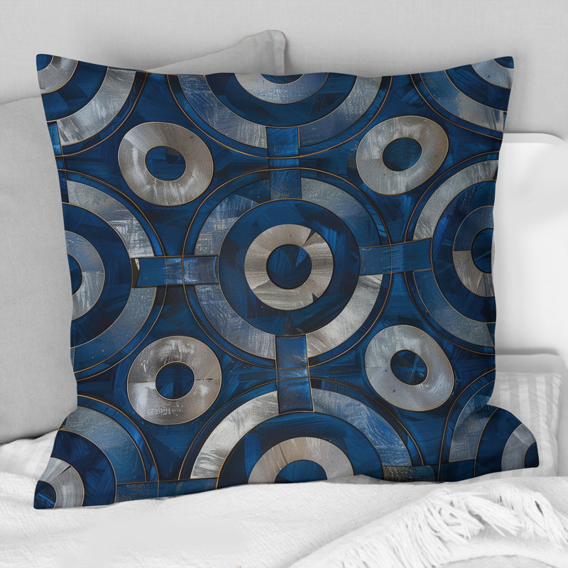 Coussin décoratif bleu Midcentury Sphere Maze Dreams - Midcentury, H 18 po x l 18 po