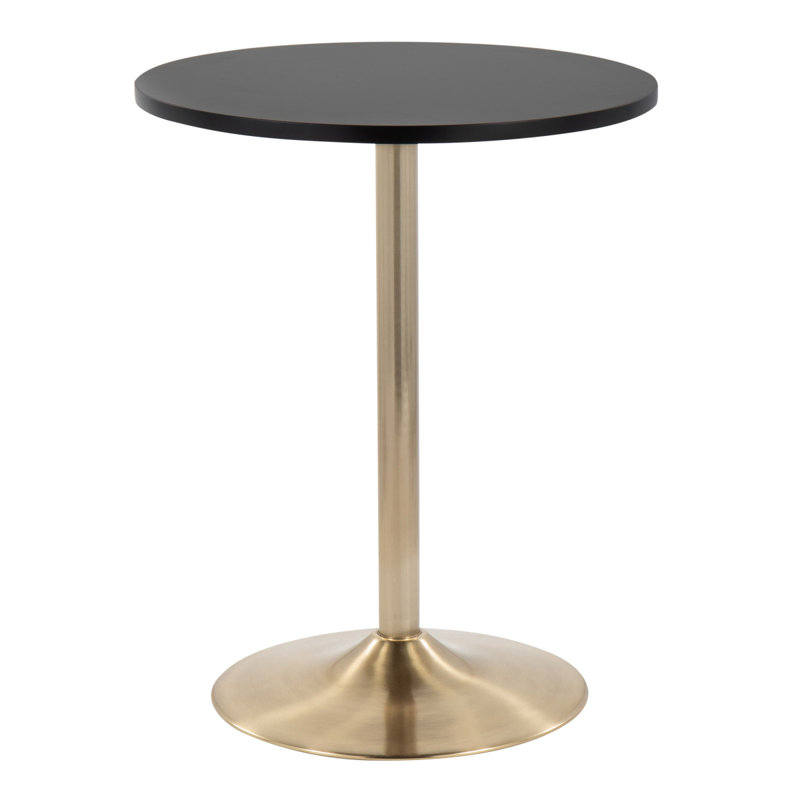 Table de salle à manger ou de bar contemporaine réglable en métal doré et bois noir, Black / Gold