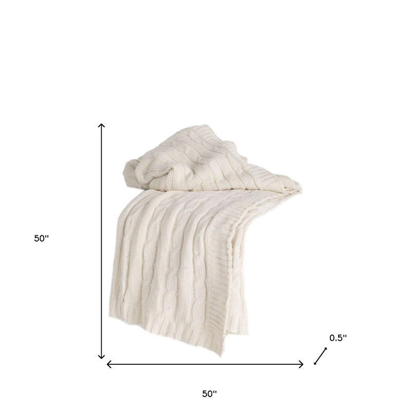 Jeté en tricot ivoire 100% coton