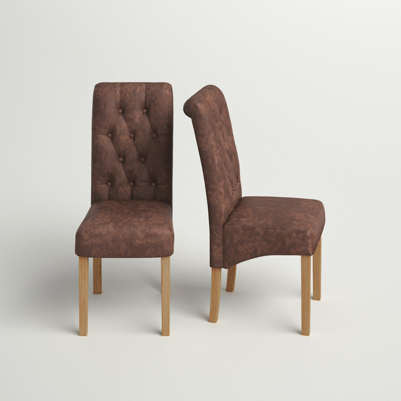 Anya 46.5cm H Tufted Upholstered Side Chair, Brown, 2