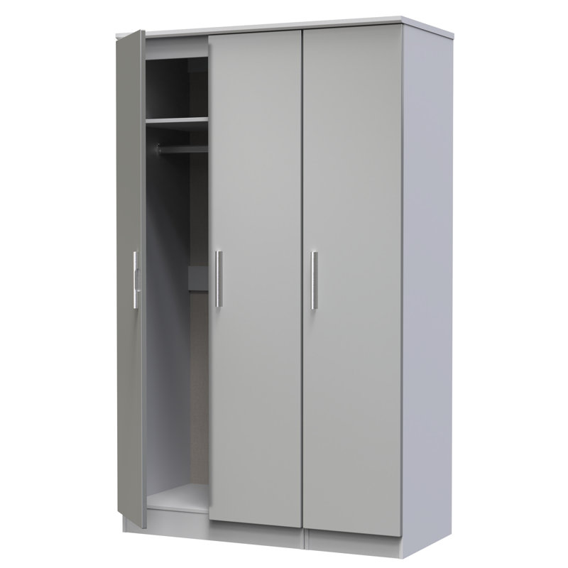 Borgeson Triple Plain Wardrobe, Gloss/Grey