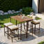 Table de bar 5 pièces et 4 tabourets avec pieds réglables, plateau de table pliable et coussins