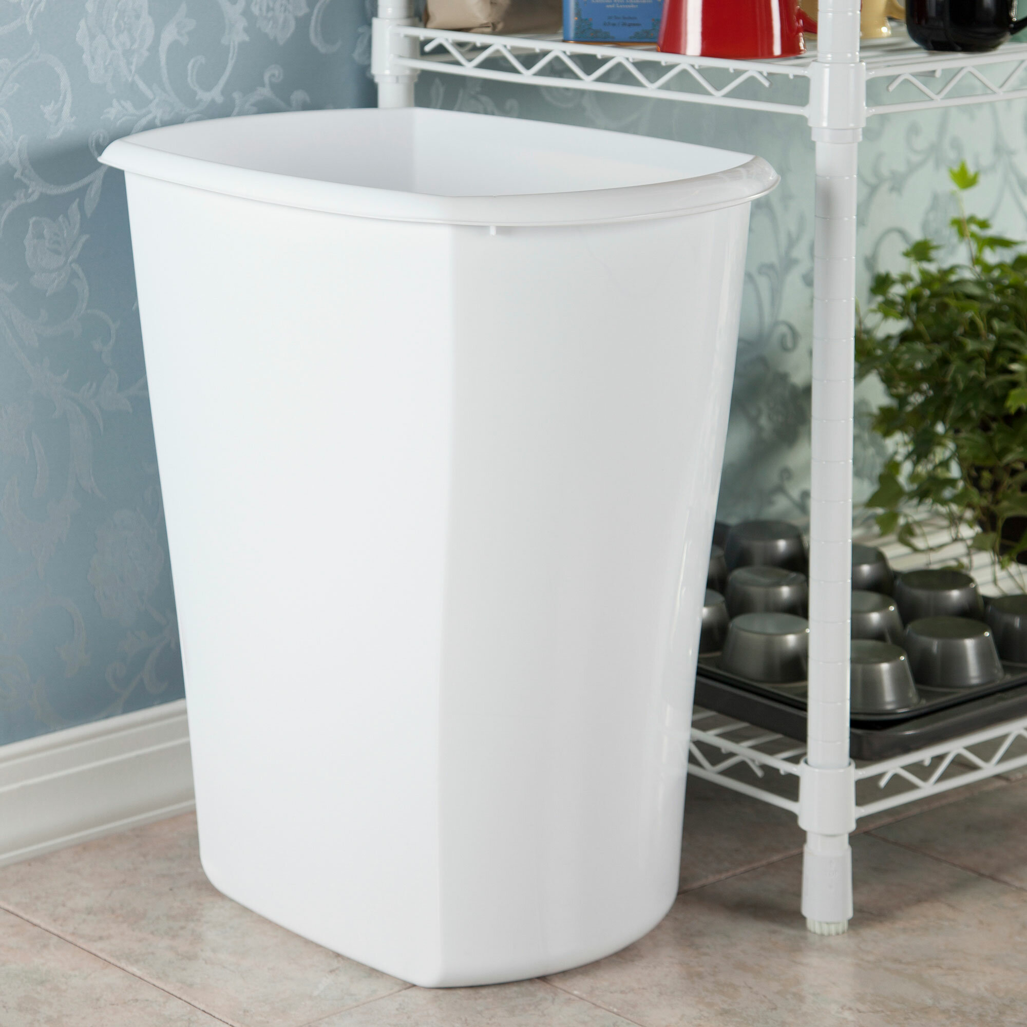 Sterilite Plastic Vanity Wastebasket, White