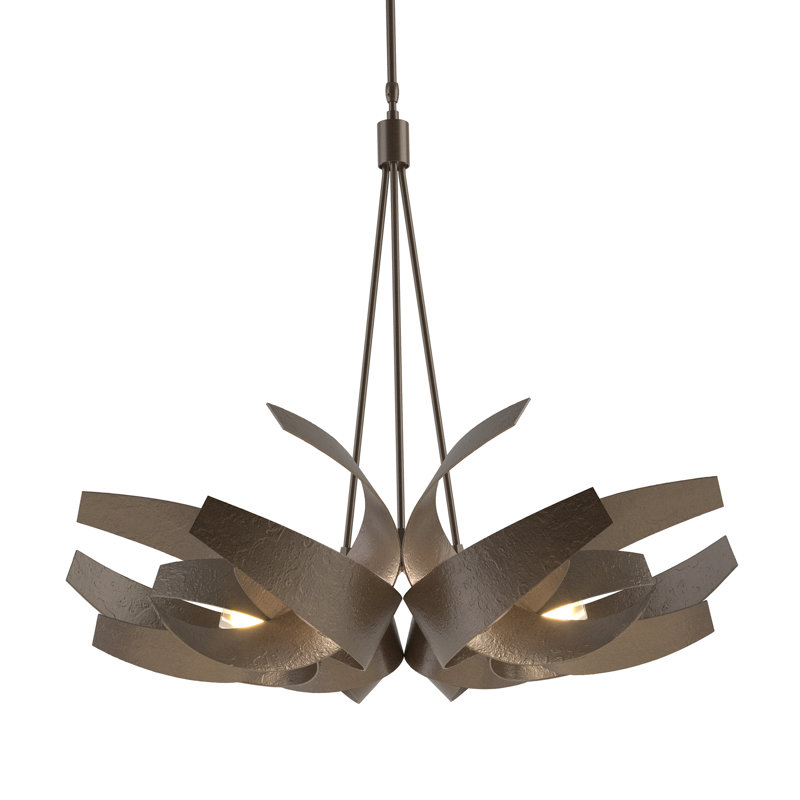 Lustre géométrique unique à 6 lumières Corona, Bronze, H 29,2 po x l 35,1 po x P 35,1 po