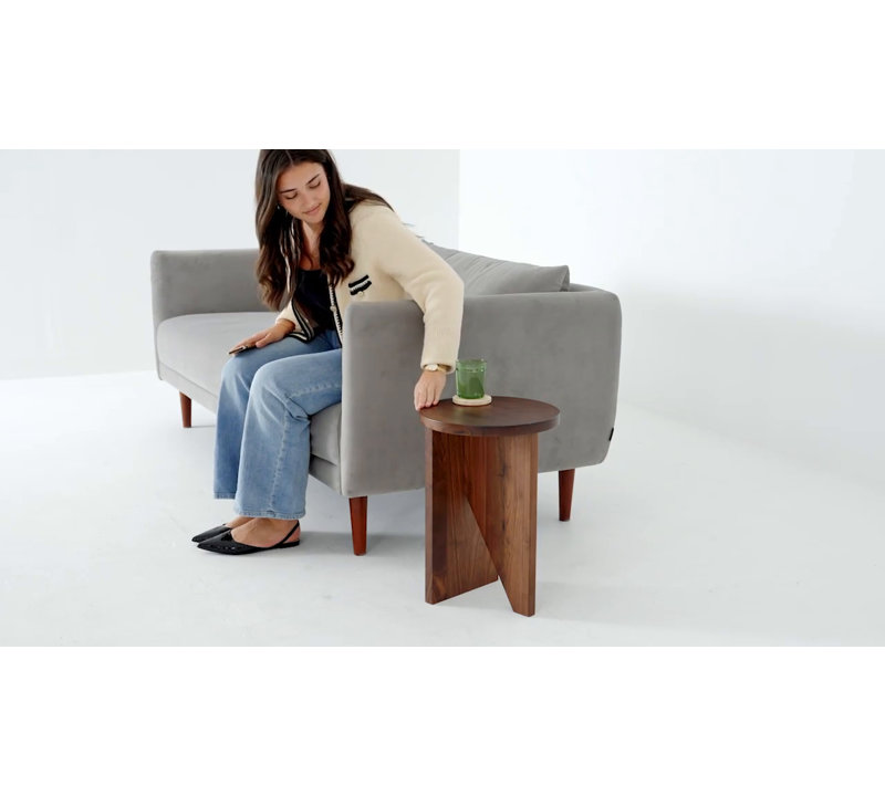 Natural Oak Round Abstract End Table