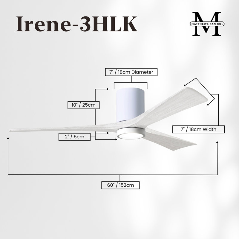 Irene LED Ceiling Fan, Gloss White, Matte White, 60"