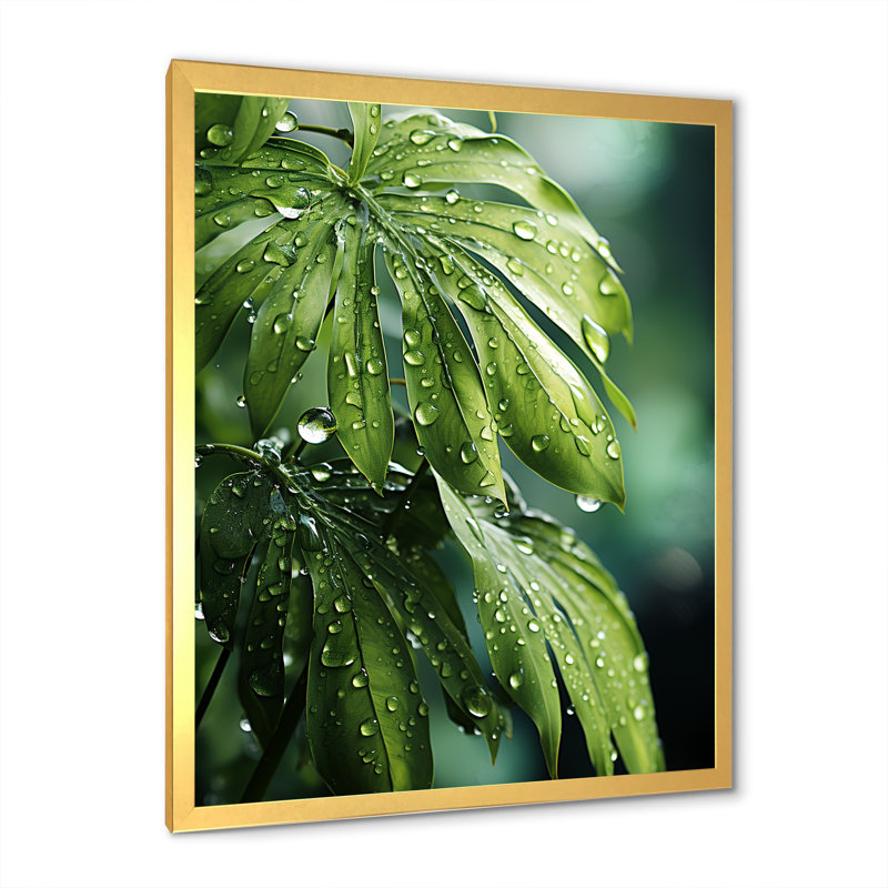 «Mossy Morning Palms», reproduction sur toile, H 40 po x l 30 po x P 1,5 po, Encadrement doré