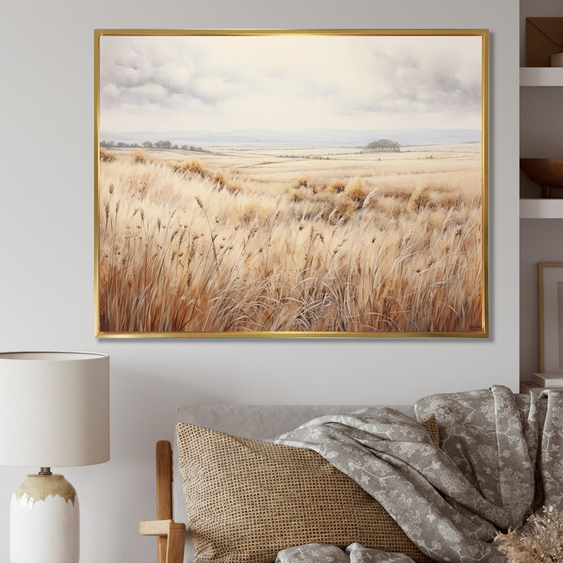Prairie Peacefulness Meadows - Prairies Canvas Prints, 30" H x 40" W x 1.5" D, Gold Floater Framed