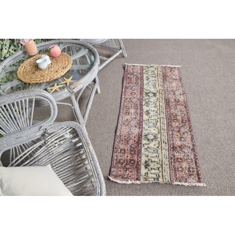 Vintage Beige Oushak Turkish Small Patchwork Rug Ideal for Entryways and Small Spaces