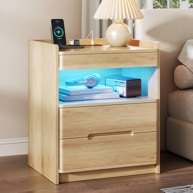 51 cm W Bedside Table, Oak