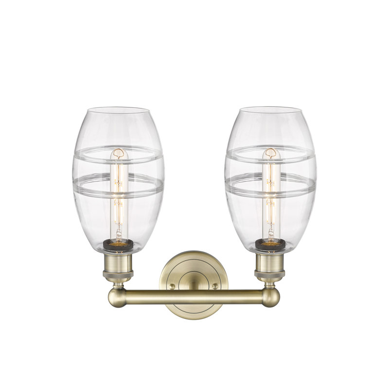 Éclairage pour meuble-lavabo à 2 lumières Kusham, Transparent, Laiton antique
