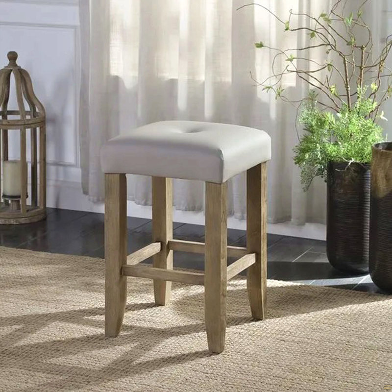 Ensemble de 2 tabourets de comptoir rembourrés en similicuir gris et chêne