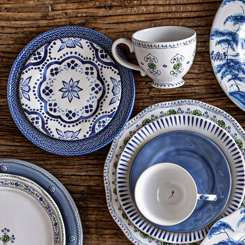 Iberian Side/Cocktail Plate, Indigo/White