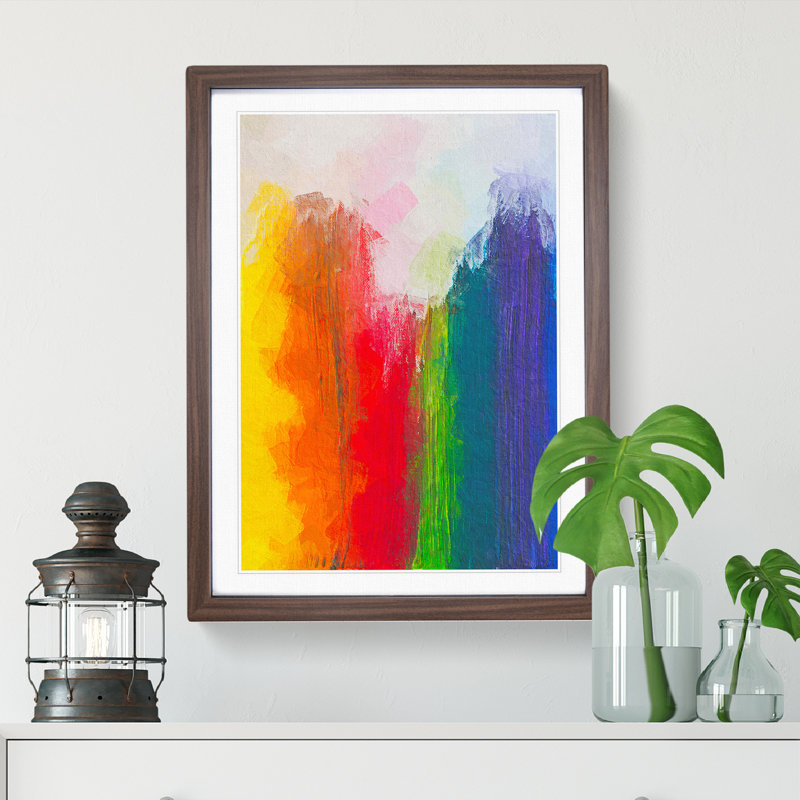 XV1022-4709X Touching The Rainbow Abstract - Print, Walnut Framed, 66cm H x 48cm W, White